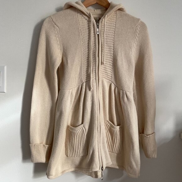Vintage Between Me & You Babydoll Zip Hooded Sweater w Pockets - Picture 2 of 8